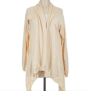 Cream Open Front Silk Blend Cardigan